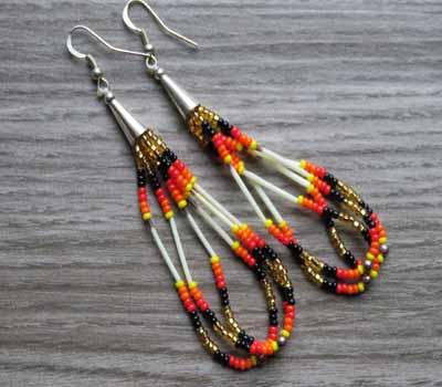 Earrings Native American Beaded Loop